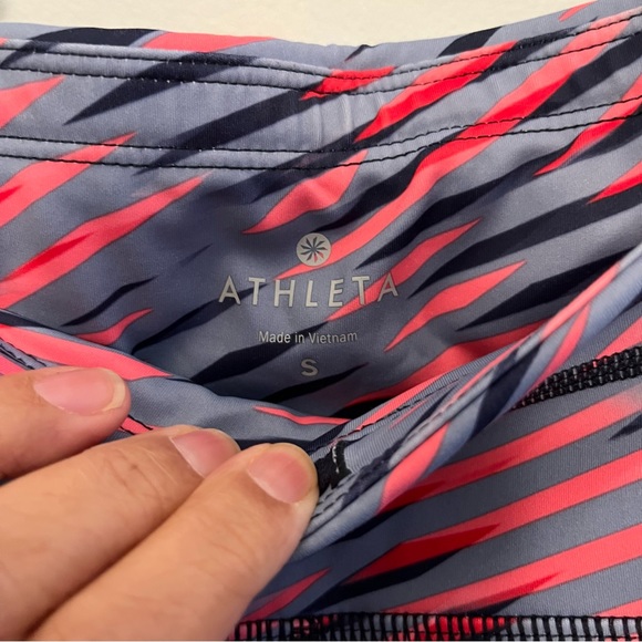 Athleta Electra Sonar 7/8 Workout Leggings Navy blue and Pink Mesh Detail Size S - Picture 12 of 13